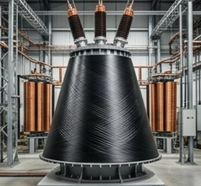 Filament-wound composite cone for transformer insulation