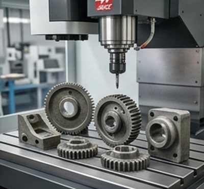 Machined GFRP gears and housings on a CNC milling centre